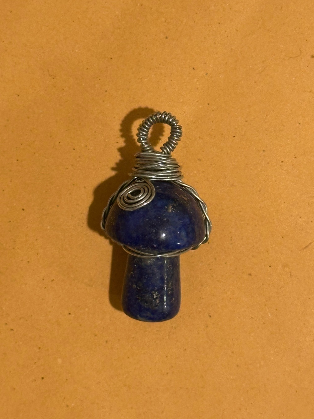 Handmade Wire-Wrapped Crystal Mushroom Pendant